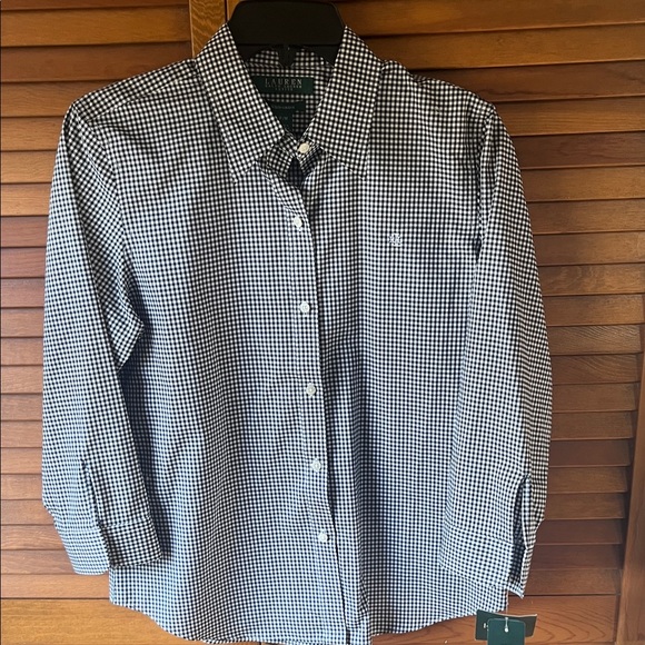 Polo Ralph Lauren Tops - Ralph Lauren Ladies Black and White Checkered Shirt Size PM NWT